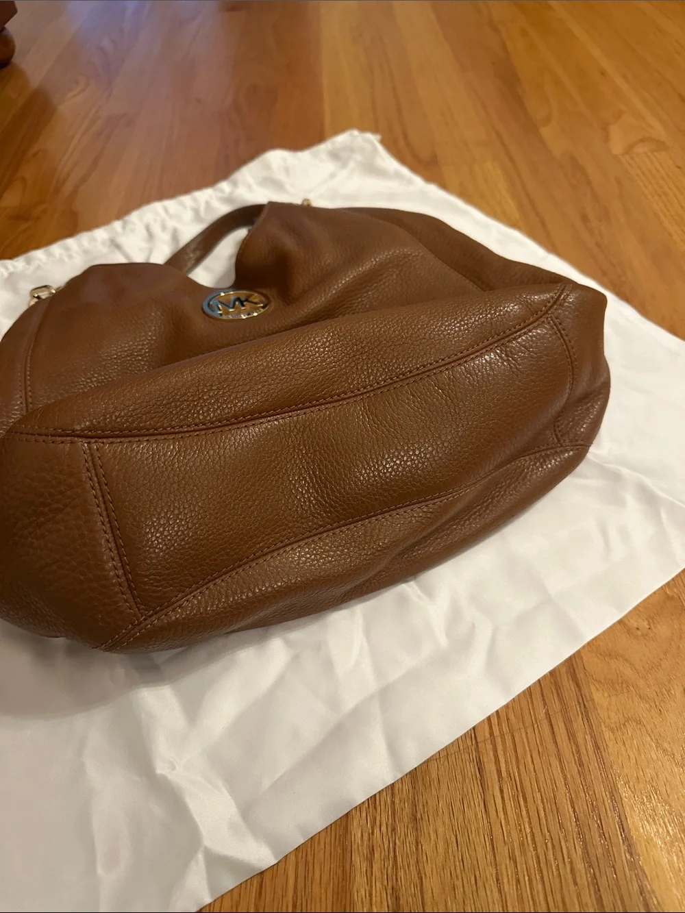 Michael Kors Tan Pebbled Leather Chain-Detail Hobo